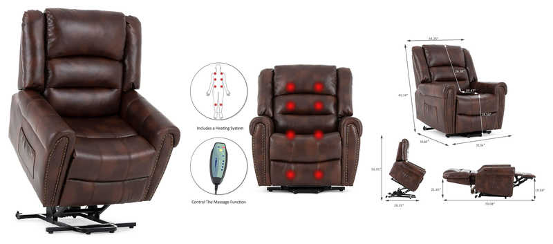 Mecor Power Lift Recliner Lift Chair With Adjustable Headrest, Heating & Massage System