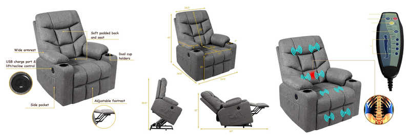 Bonzy Home Recliner New Electric Powered Lift Recliner Chair With Remote