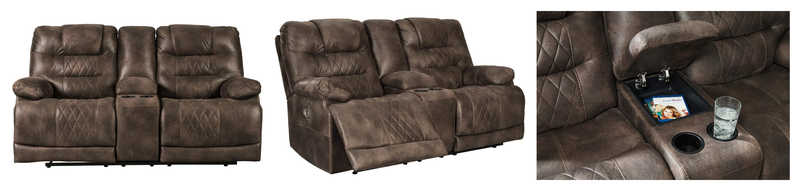 Welsford Faux Leather Power Reclining Sofa W/ Console