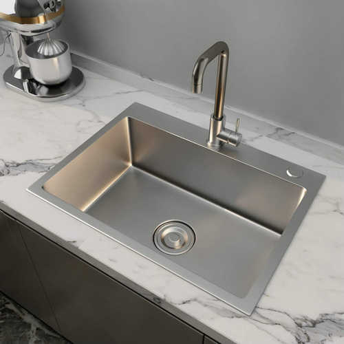 24x18inch Stainless Steel Kitchen Sink Include Faucet & Drain 8inch Deep Single Bowl