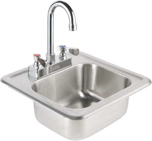 ACE HS-0810IG Mini 13inch X 13inch Drop-In Hand Sink With Lead Free 3-1/2inch Spout Faucet & Strainer