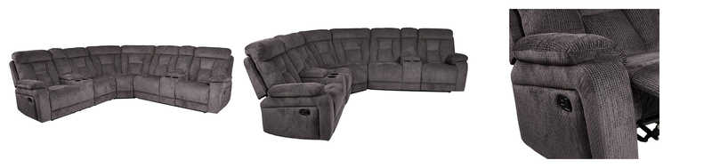 Homelegance Rosnay 3 Piece Reclining Sectional With Console