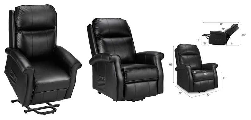 Esright Electric Power Lift Recliner, Faux Leather Electric Recliner For Elderly With Heated Vibration Massage