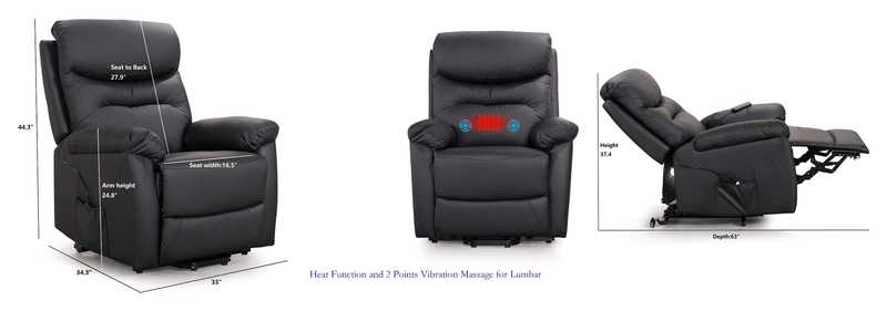 Electrical Power Lift Recliner Ergonomic Easy Recliner With Heat And Massage Function Comfy Recliner