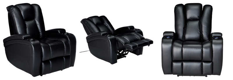 Delange Power Recliner With Adjustable Headrest And Storage In Armrests Black