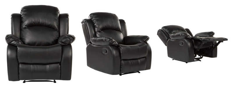 Divano Roma Furniture Rec01-Black Furniture Bonded Leather Recliner
