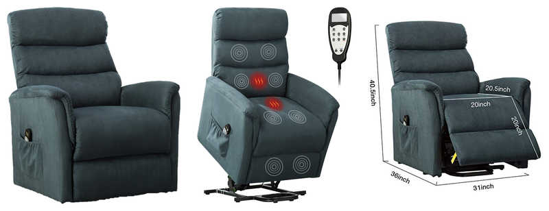 Bonzy Home Remote Control Recliner With Vibration Massage And Heat