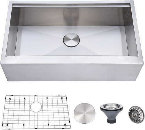 VESLA HOME 33x19 Inch 18 Gauge Single Bowl Basin Stainless Steel Kitchen Sink