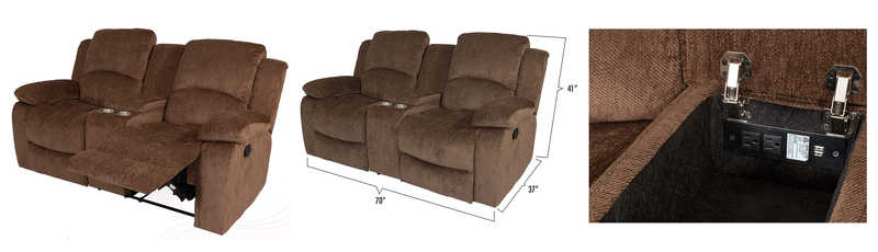 Chelsea Collection Recliner Love Seat With 2 Stainless Steal Cup Holders