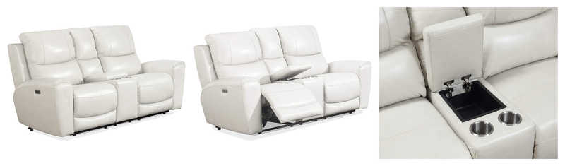 Steve Silver Laurel Ivory Leather Power Reclining Console Loveseat